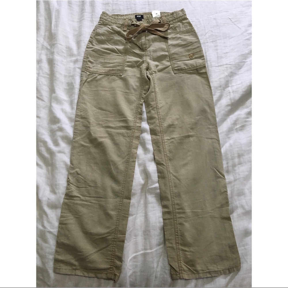Beige H&M linen Cotton pants